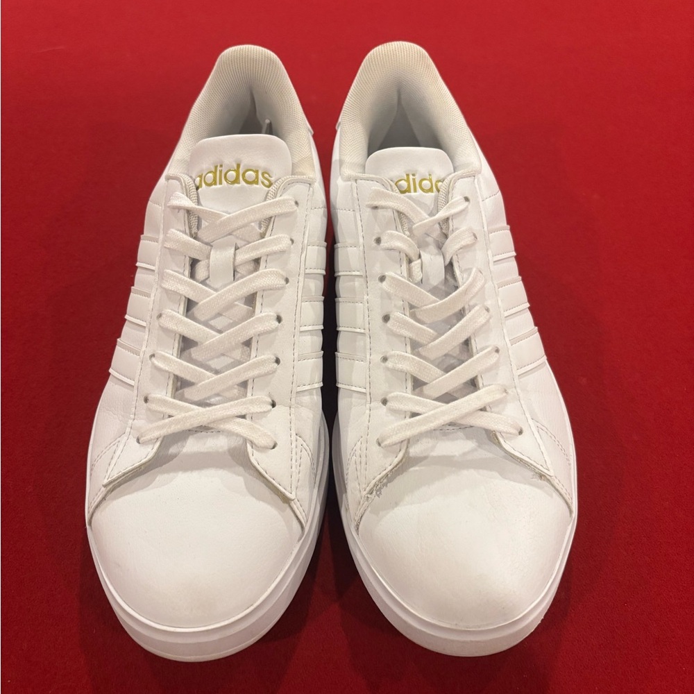 Adidas Classic White Sneakers with Gold Accents